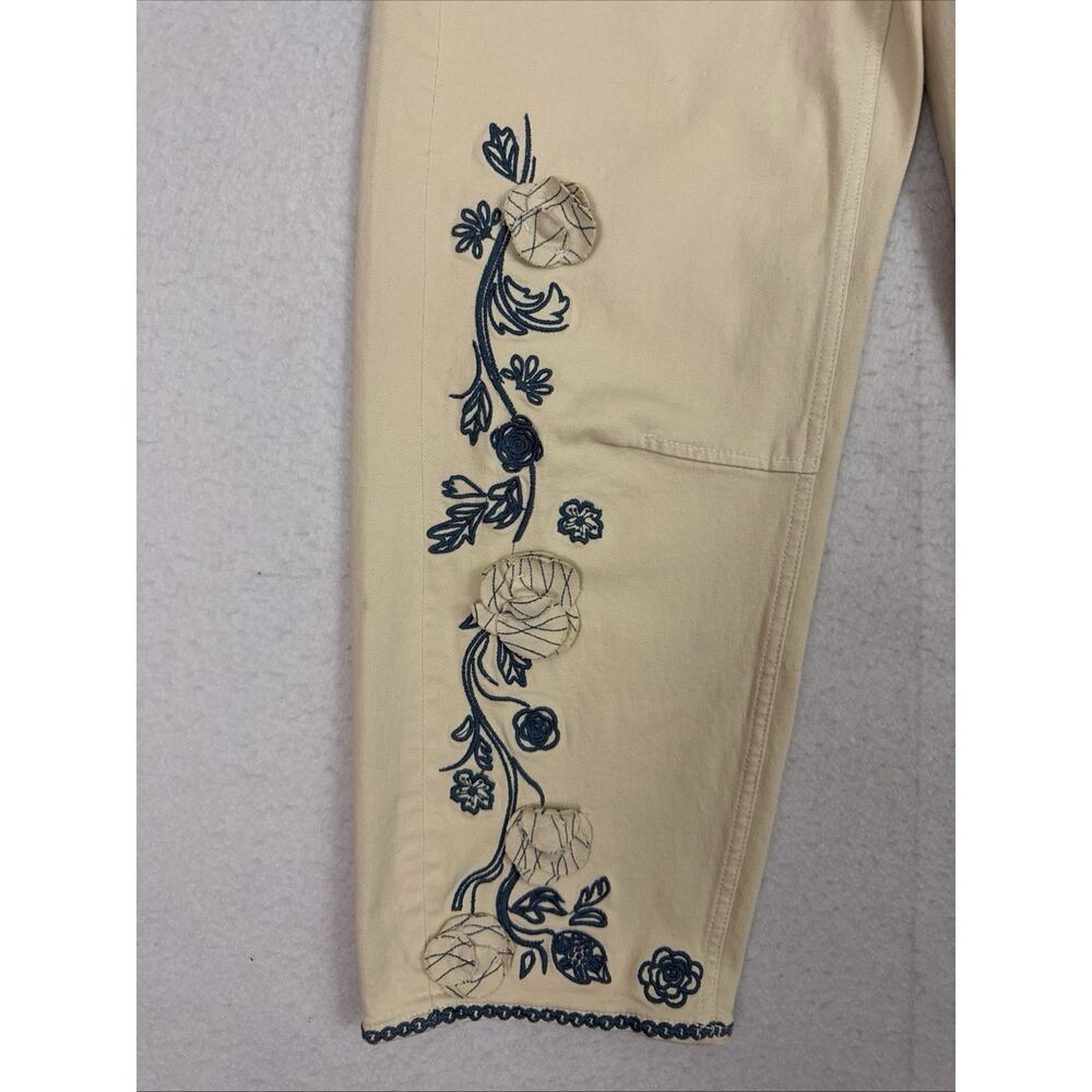 Driftwood Barbara Barrel Jeans Womens 28 Cream Ravishing Rosettes NWT Floral - Picture 11 of 15